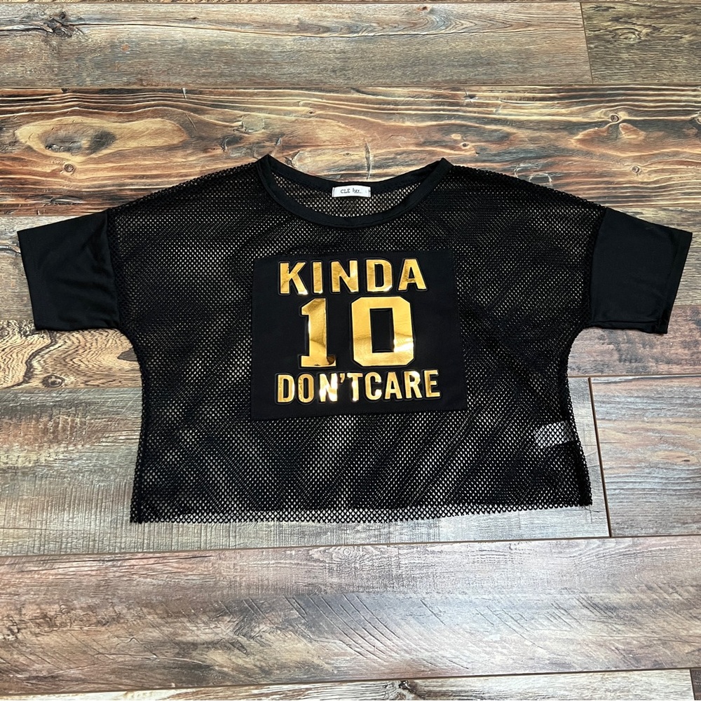 CLE luv Black Mesh Crop Top Size L